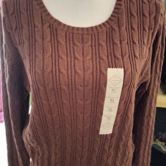 BRAND NEW CABLE KNIT SWEATER, BROWN, SIZE XL - Picture 4 of 7